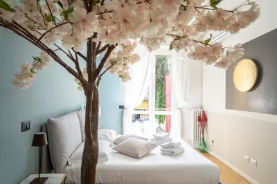 Letto o letti in una camera di The cherry tree house