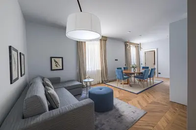 Area soggiorno di Apartments Florence - Palazzo Signoria luxury Apartments 11-Medusa