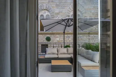 Area soggiorno di Apartments Florence - Palazzo Signoria luxury Apartments 1-Biancone