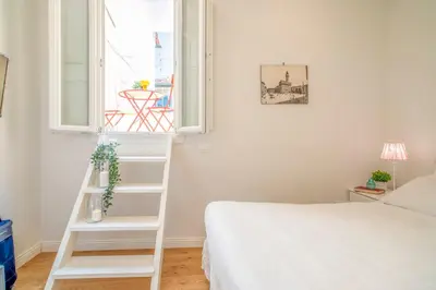 Letto o letti in una camera di Roofscape view