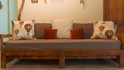 Letto o letti in una camera di La Serra Sognante, terratetto con giardino privato tra Firenze e Fiesole
