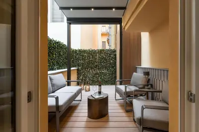 Area soggiorno di Apartments Florence -The Tangerine Arcade with view