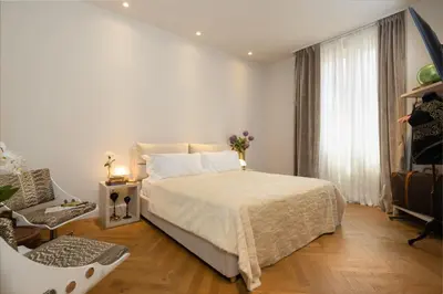 Letto o letti in una camera di Casa C