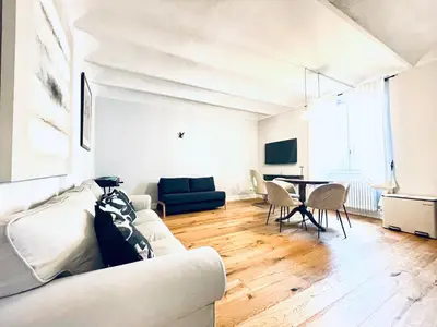 TV o dispositivi per l'intrattenimento presso Chic riverside 3-room apartment next to San Niccolò