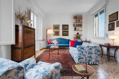 Area soggiorno di Orto Botanico Apartment With Terrace And Dome View Florence