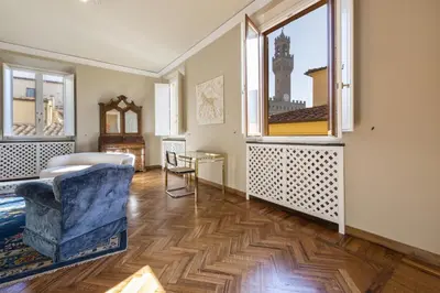 Area soggiorno di GOLDEN LUXE - Penthouse in Piazza della Signoria Duomo view