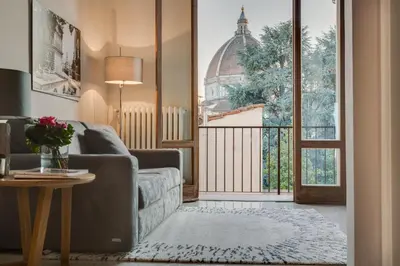 Area soggiorno di Apartments Florence- Alfani Views