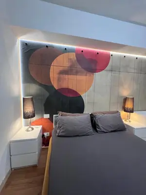 Letto o letti in una camera di Basement Art Bedroom