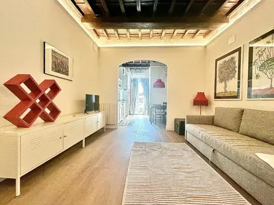 Area soggiorno di Florence Apartment 5' Central Station Just renewed