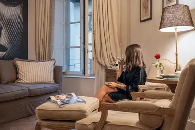 Area soggiorno di Corte Calzaiuoli Elegant Suites