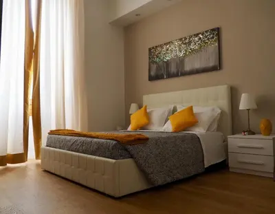 Letto o letti in una camera di Pink Wolf