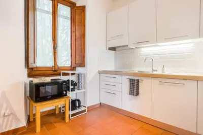 Cucina o angolo cottura di DaLu Florence apartment Lucilla - private car park 15 minutes to the city center