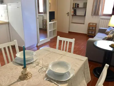TV o dispositivi per l'intrattenimento presso DaLu Florence apartment Lucilla - private car park 15 minutes to the city center