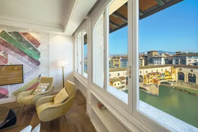 Area soggiorno di Apartments Florence - Dreams Over Ponte Vecchio