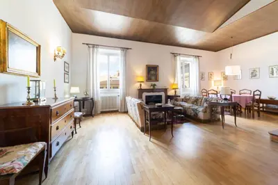 Area soggiorno di Lungarno attic with private terrace and lift