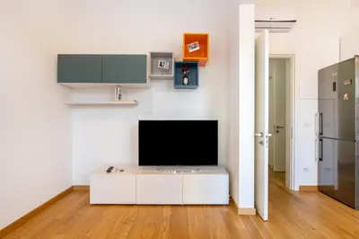 TV o dispositivi per l'intrattenimento presso GuestHost - Doni Quiet and Comfortable Apartament with Balcony