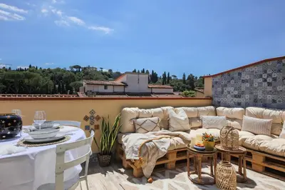 Area soggiorno di Apartments Florence - Florence Magic House