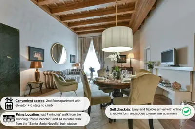 Area soggiorno di Boccaccio elegant apartment in Oltrarno