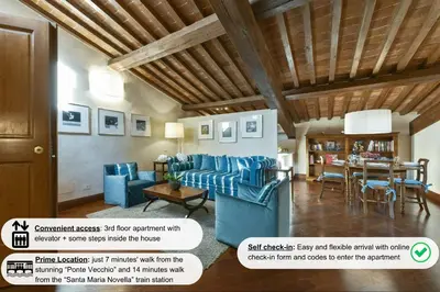 Area soggiorno di Tiepolo romantic penthouse in the Oltrarno